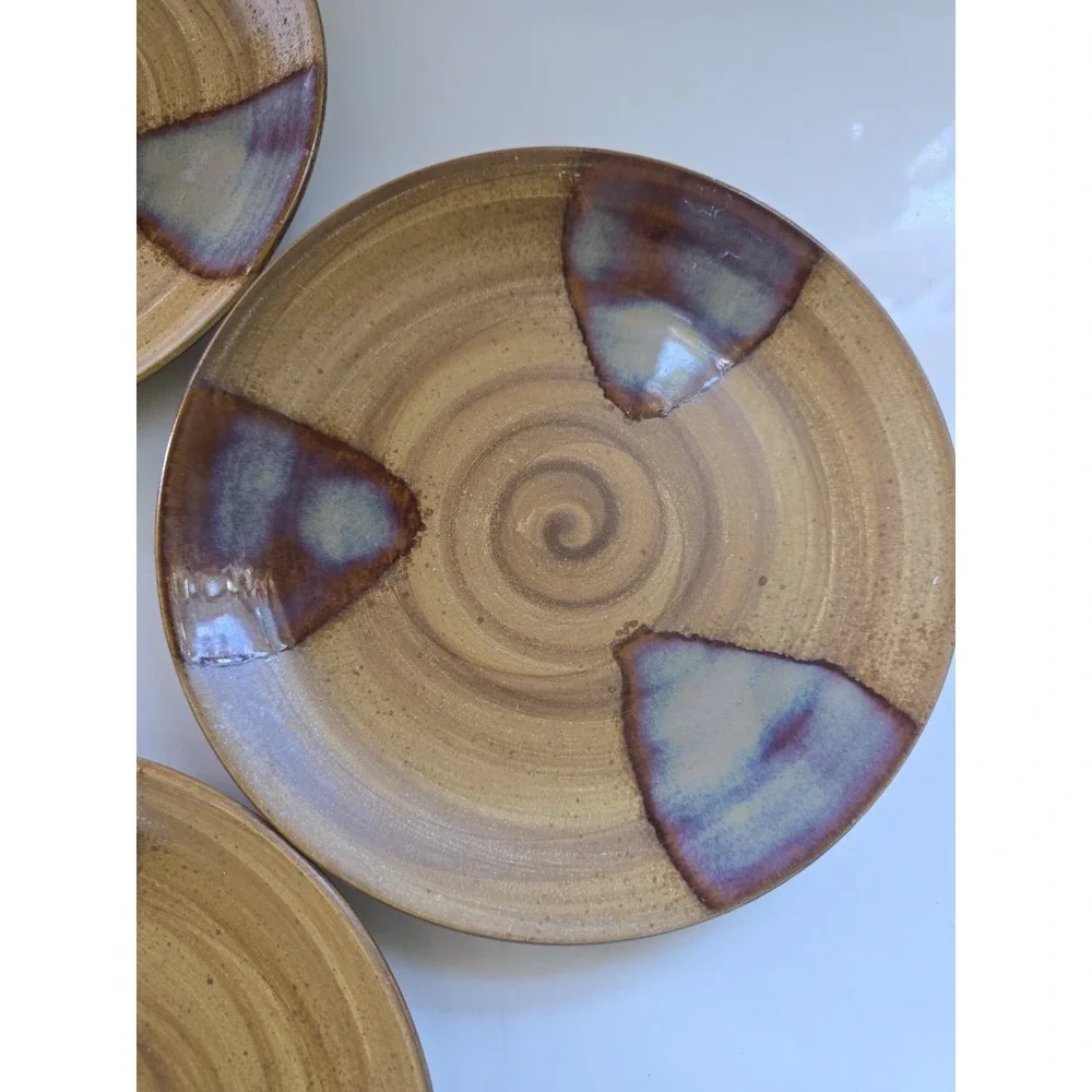 2001 Disc Sango Splash 4951 Salad Plates Set Of 4 Stoneware Brown Drip